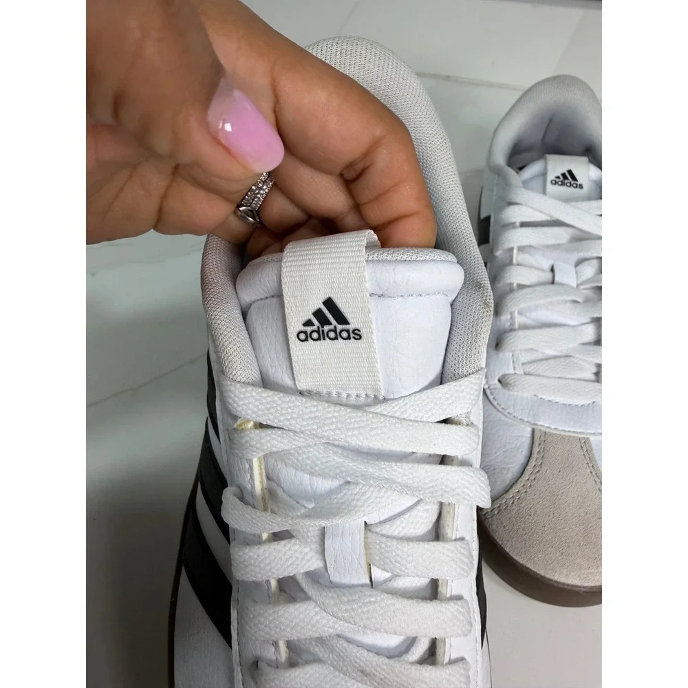 Adidas VL Court 3.0 Womens 8 White Black Gum Leather Sneakers ID8797 Casual